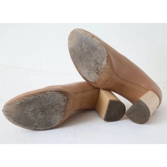 CHLOE Harper Nude Beige Leather Block Heels *flaw - Picture 6 of 8
